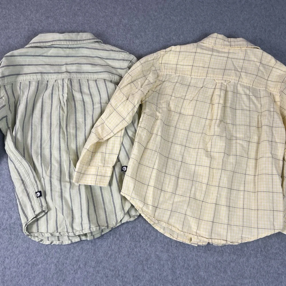 Vintage Gymboree Button Up Shirts Boys 5 Years 100% Cotton Lot 2 Long Sleeve Y2K